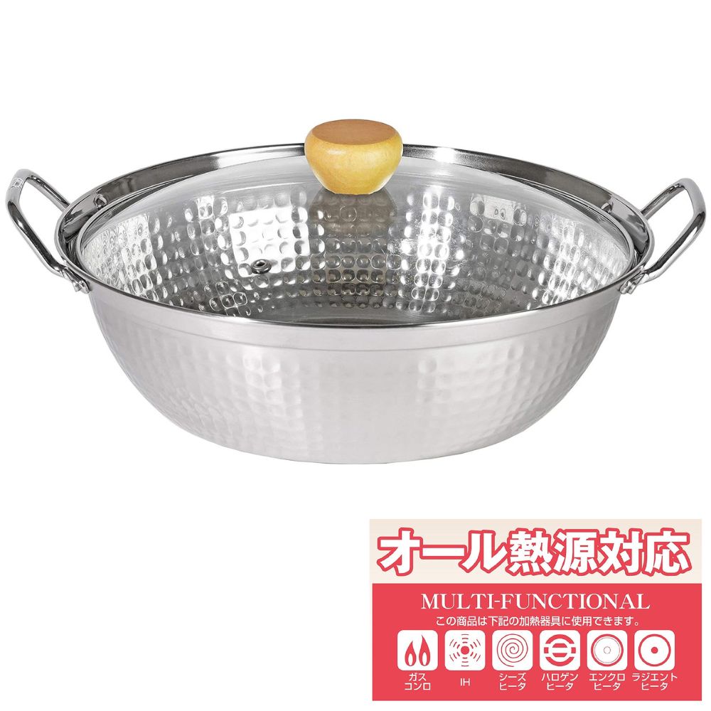 日式不銹鋼火鍋煲連玻璃蓋 | 26CM | 電磁爐適用 | PEARL LIFE | PC-HB-4788